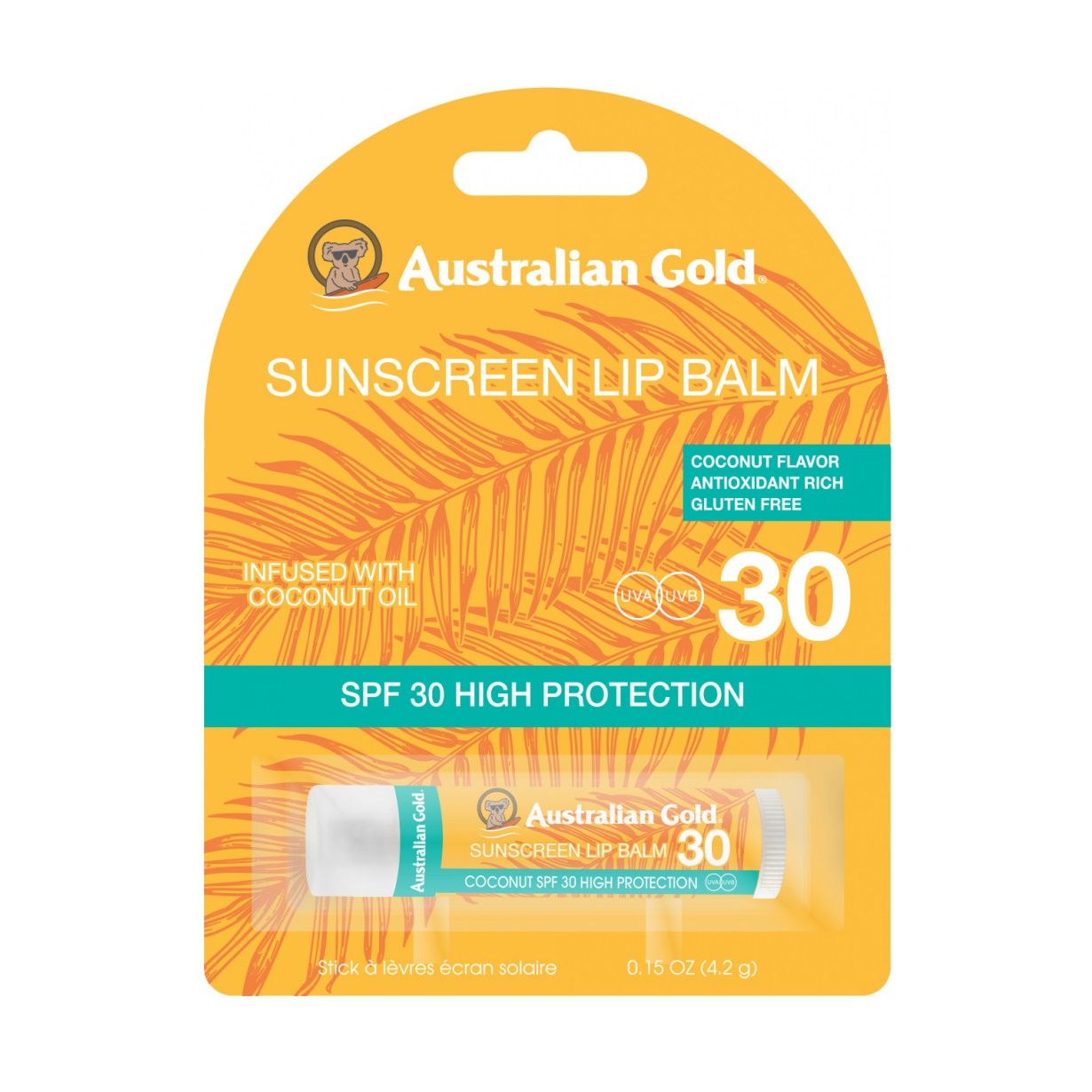 Australia Gold Sunscreen Lip Balm SPF 30 - Coconut flavour